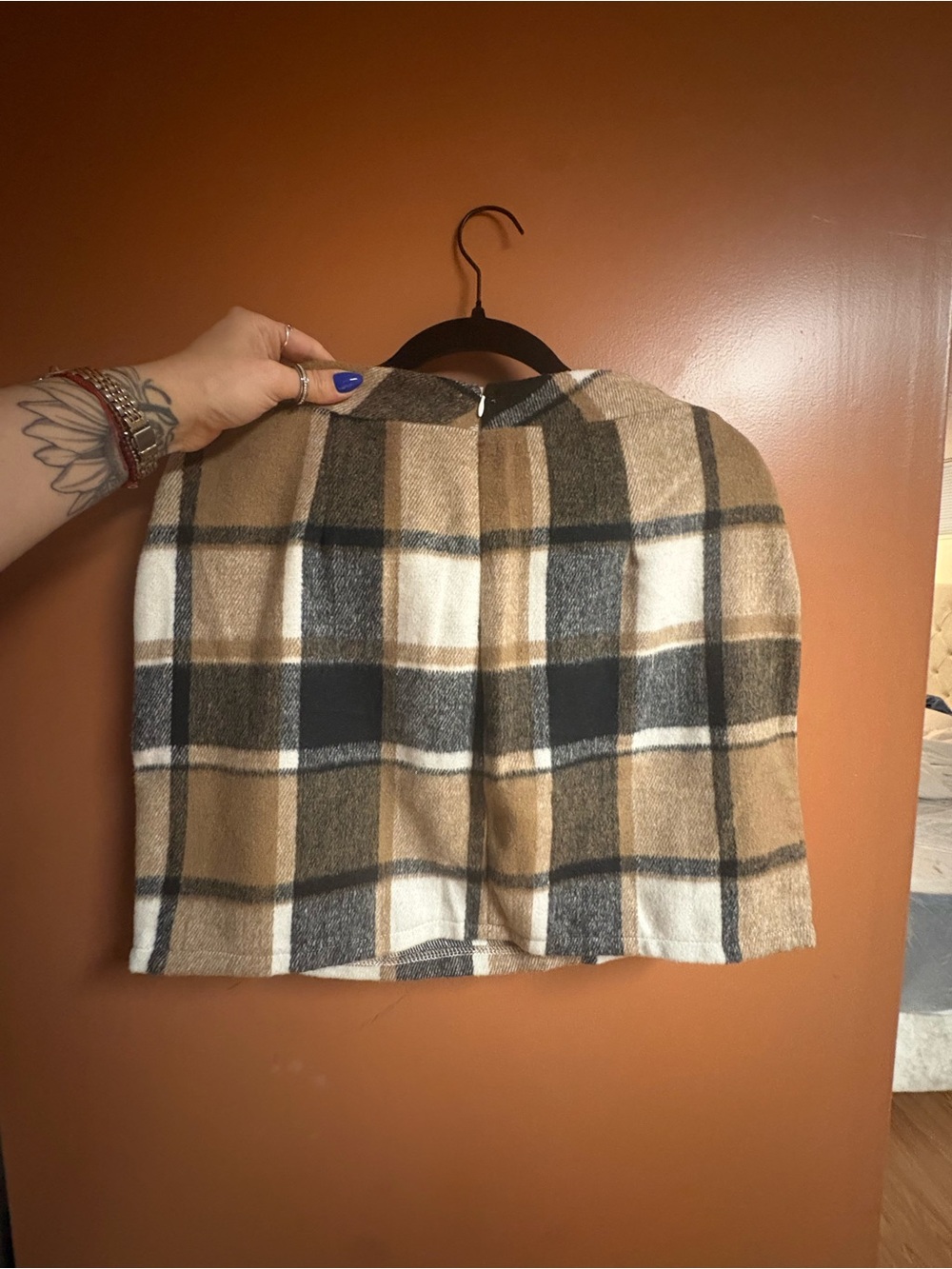 SHEIN Plaid Brown Wool-Blend Mini Skirt - Picture 3 of 8